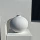 Handcrafted terracotta ball vase painted white H:24 D:26