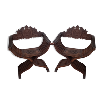 Pair of curule or dagobert chairs