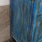 Blue wooden buffet with 2 drawers and 2 doors