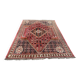 Large red Persian wool rug with red geometric design 2.97 x 2.05 m