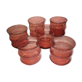 Lot 6 glasses with vintage water pink 50s