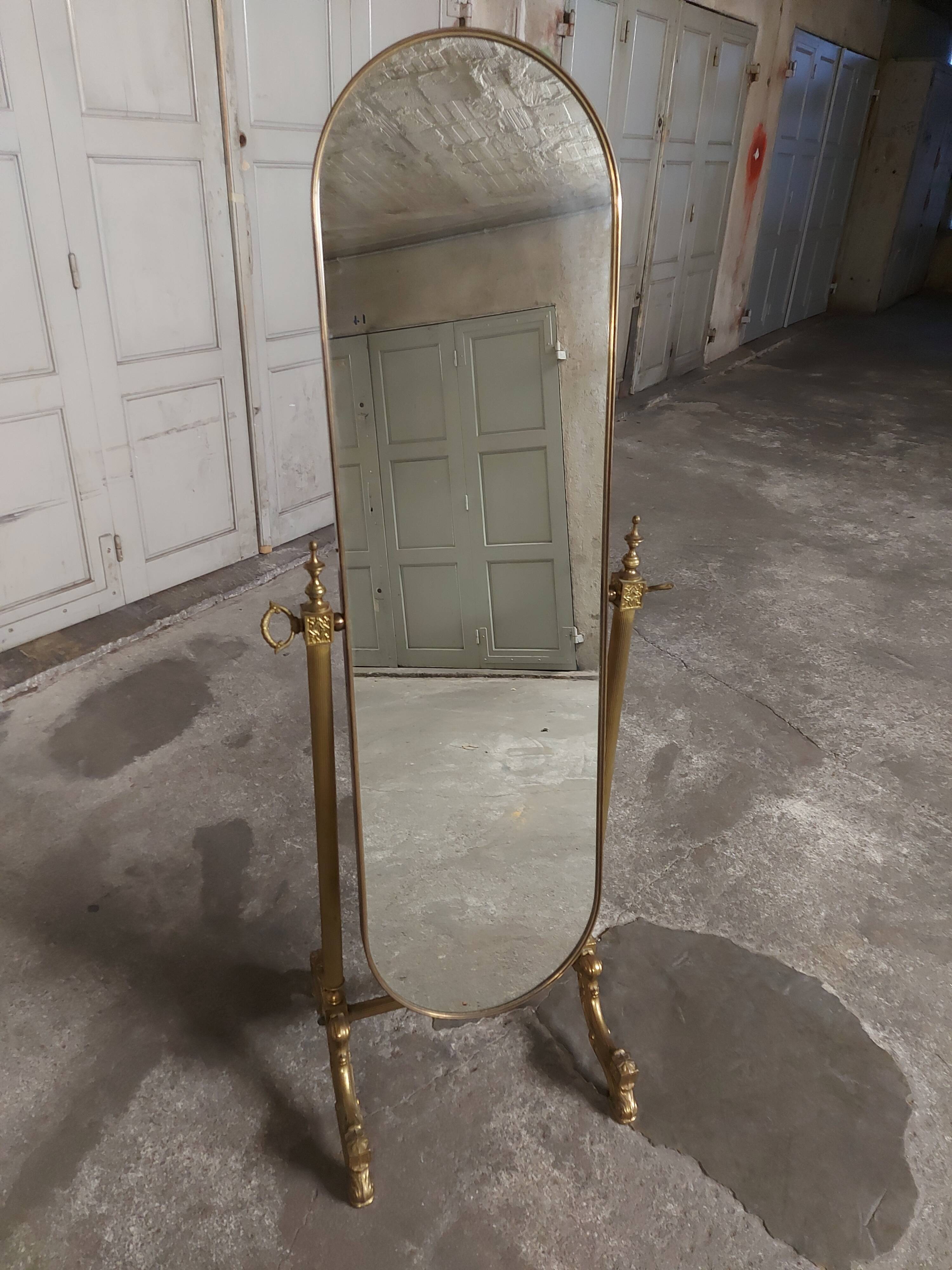 Psyche mirror in vintage gilded bronze