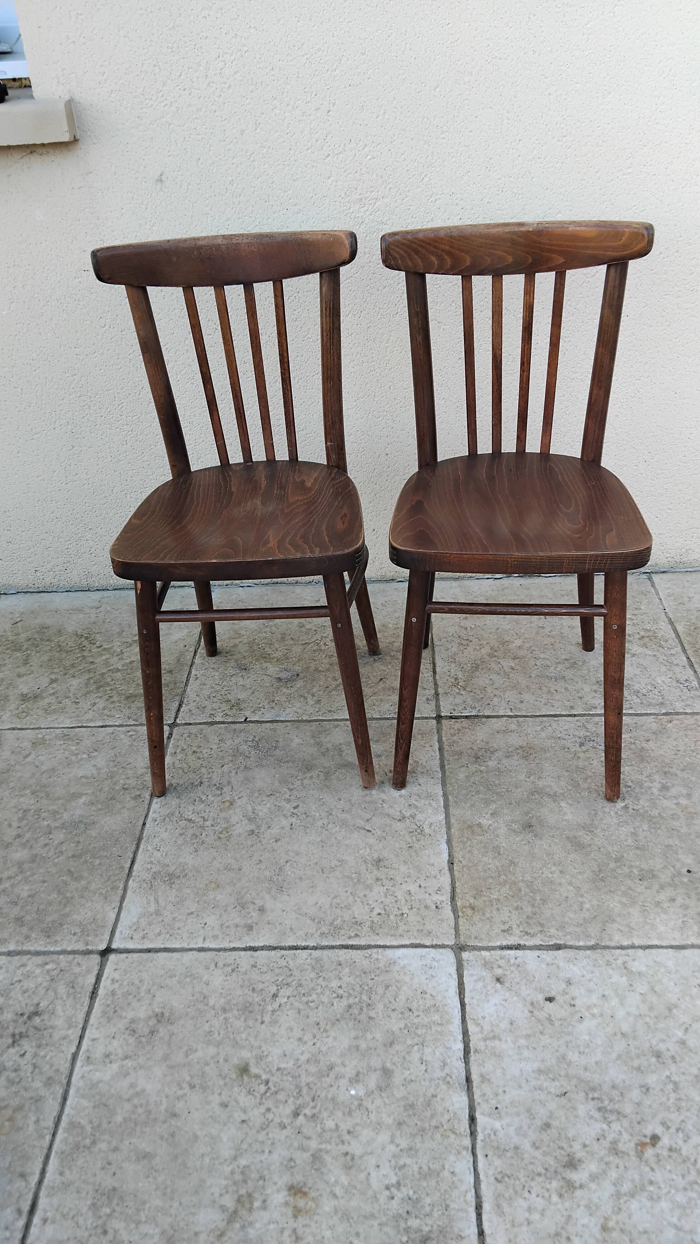 Paire chaise de bistrot thonet estampille tchecoslovaquie vintage