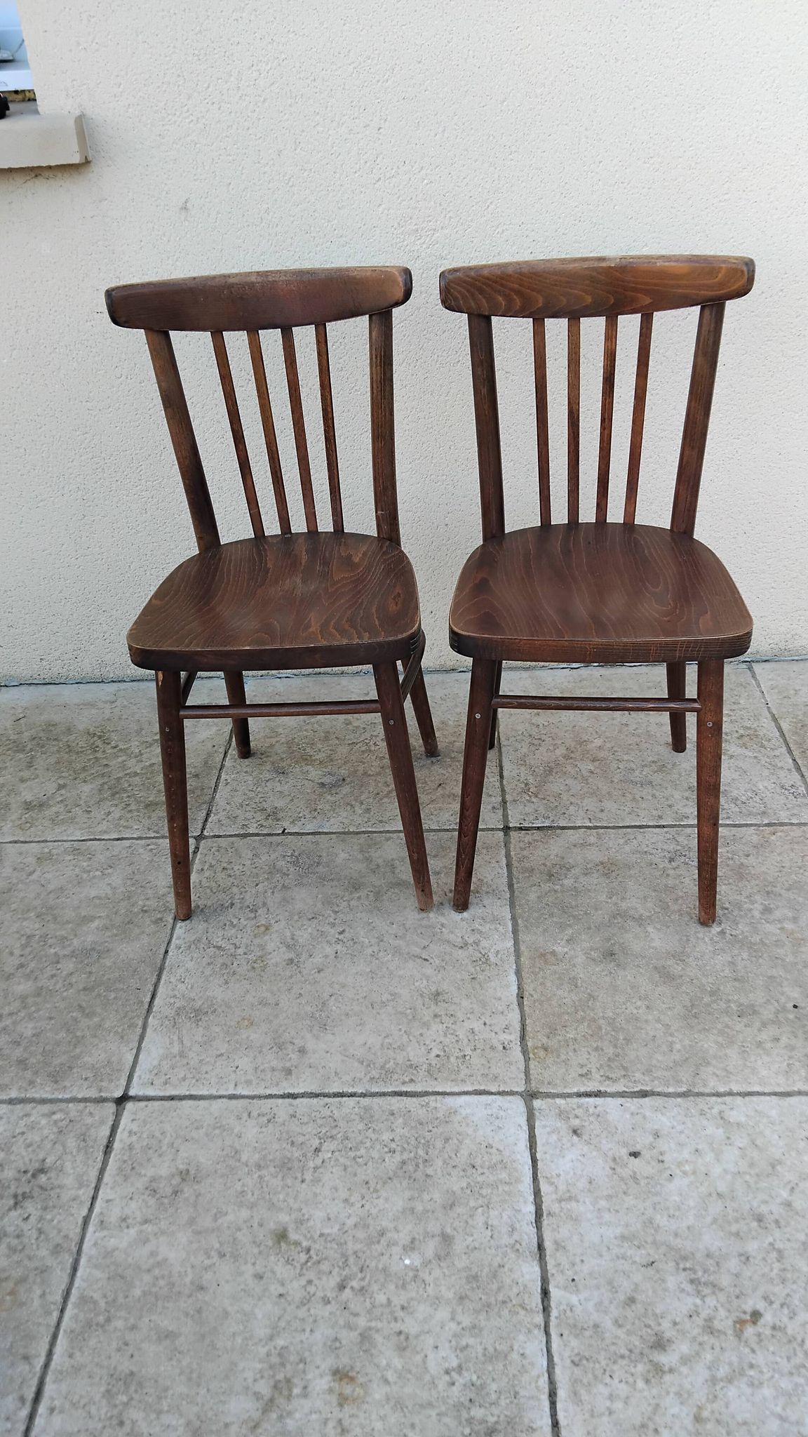Pair of thonet bistro chairs stamped czechoslovakia vintage