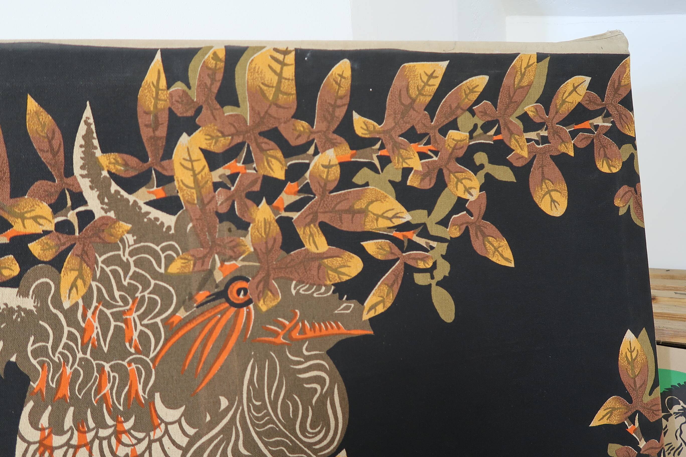 Decorative wall panel printed on canvas by Jean Lurçat "The noisy rooster"