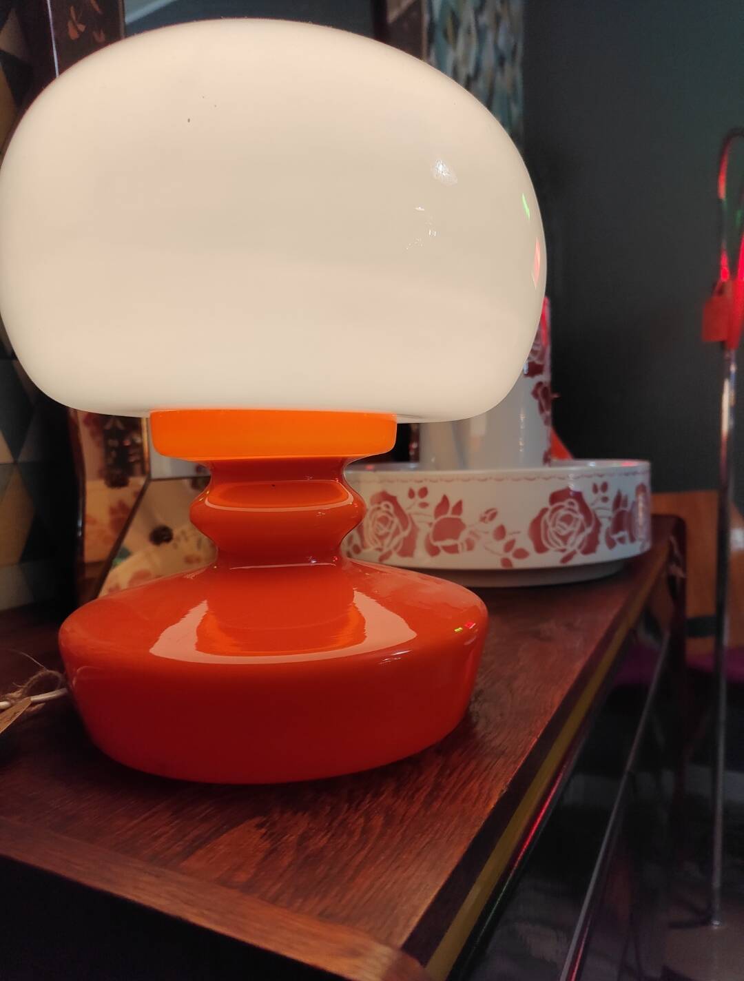 Opaline glass table lamp by Stepan Tabery for Valasske Mezirici 1970