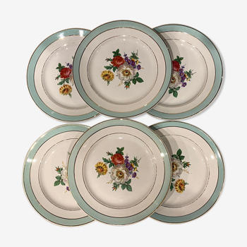 6 flat plates in half-porcelain Badonviller