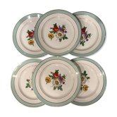 6 assiettes plates en demi-porcelaine Badonviller