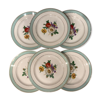 6 flat plates in half-porcelain Badonviller