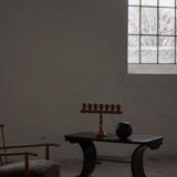 Side table / Low table in Danish Art Deco wood with shelf, 1930s-40s