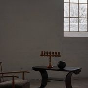 Side table / Low table in Danish Art Deco wood with shelf, 1930s-40s