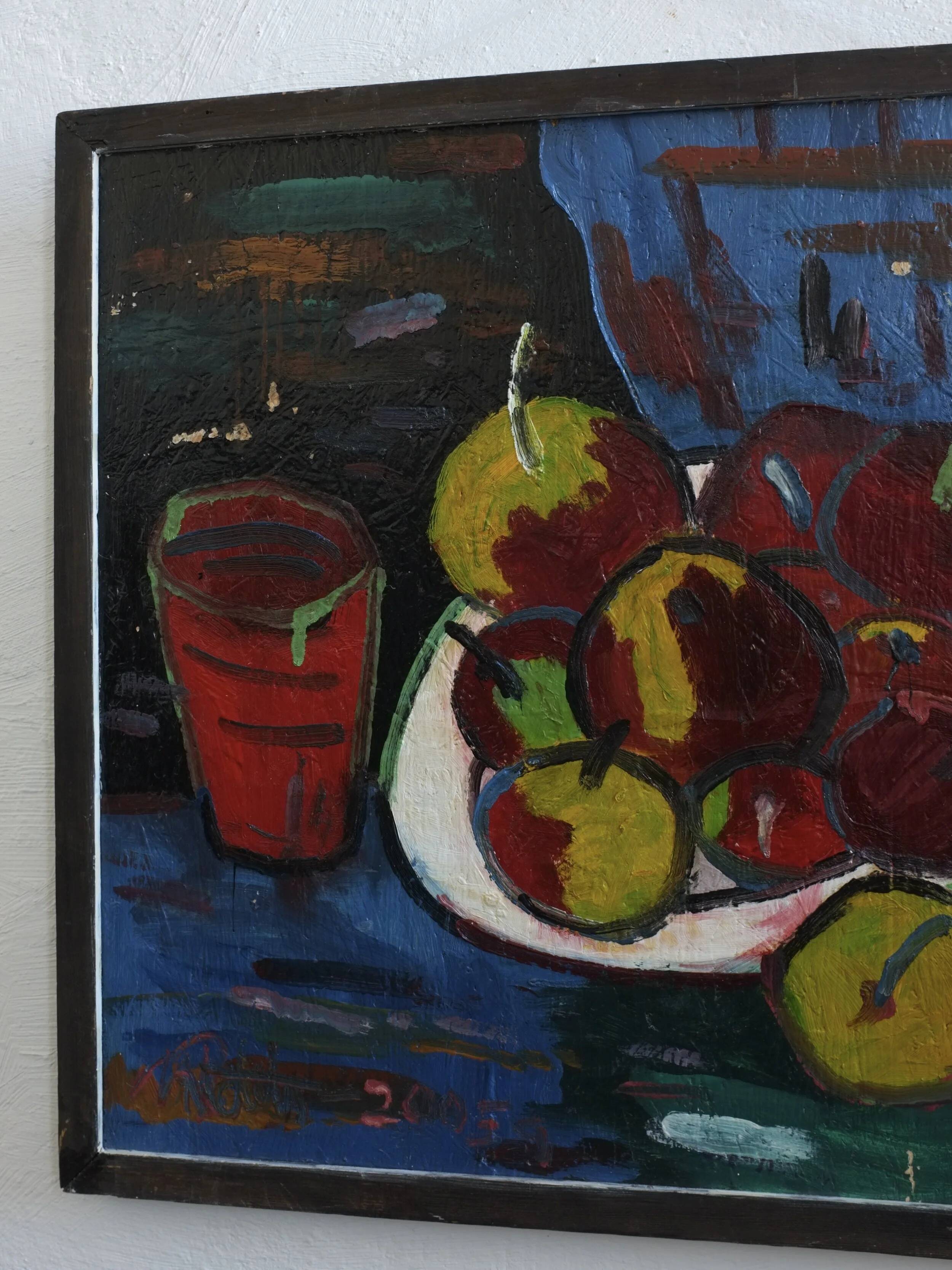 Uldis Rēdelis still life painting "With red vessel" | Latvia | 2005