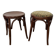 Paire de tabourets bas en bois courbé style "Thonet" vintage