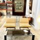 Table Basse Design Noir & Chrome – Verre Fumé