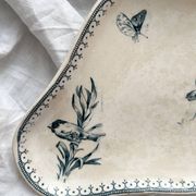 Ravier terre de fer fleurs oiseaux "Malaga" Petrus Regout