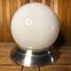 Ancienne applique opaline blanc + support céramique & contour alu vintage #a508