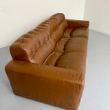 Vintage 1970s De Sede DS-40 camel leather 3-seater sofa.