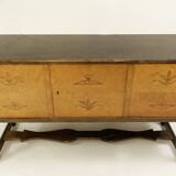 Swedish Birch Art Deco Intarsia Buffet, Carl Malmsten, Haga model 1930s