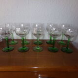 10 glasses of crystal wine engraved bunch of vintage grapes