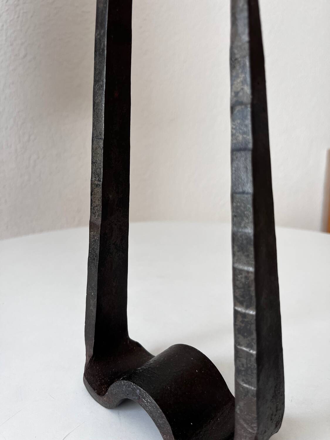 Brutalist wrought iron candlestick pair