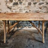 Table de toilette ou bureau d'écriture français ancien en châtaignier et peuplier, vers 1900