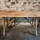 Antique French dressing table or writing desk in chestnut and poplar wood, circa 1900