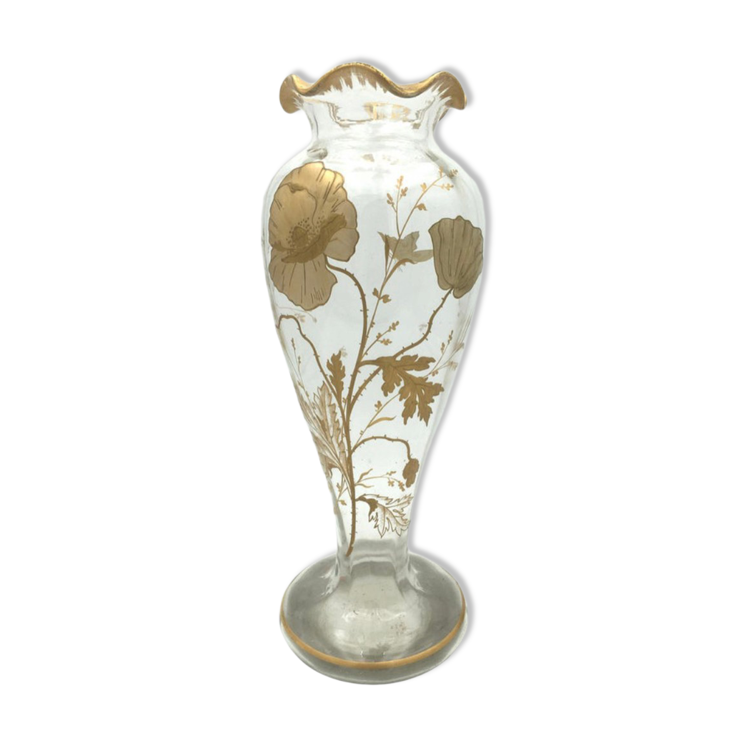 Art Nouveau vase with Painted decoration of Poppies and Butterfly 1900