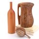 Vase bouteille en bois de pin d'Oregon, années 70