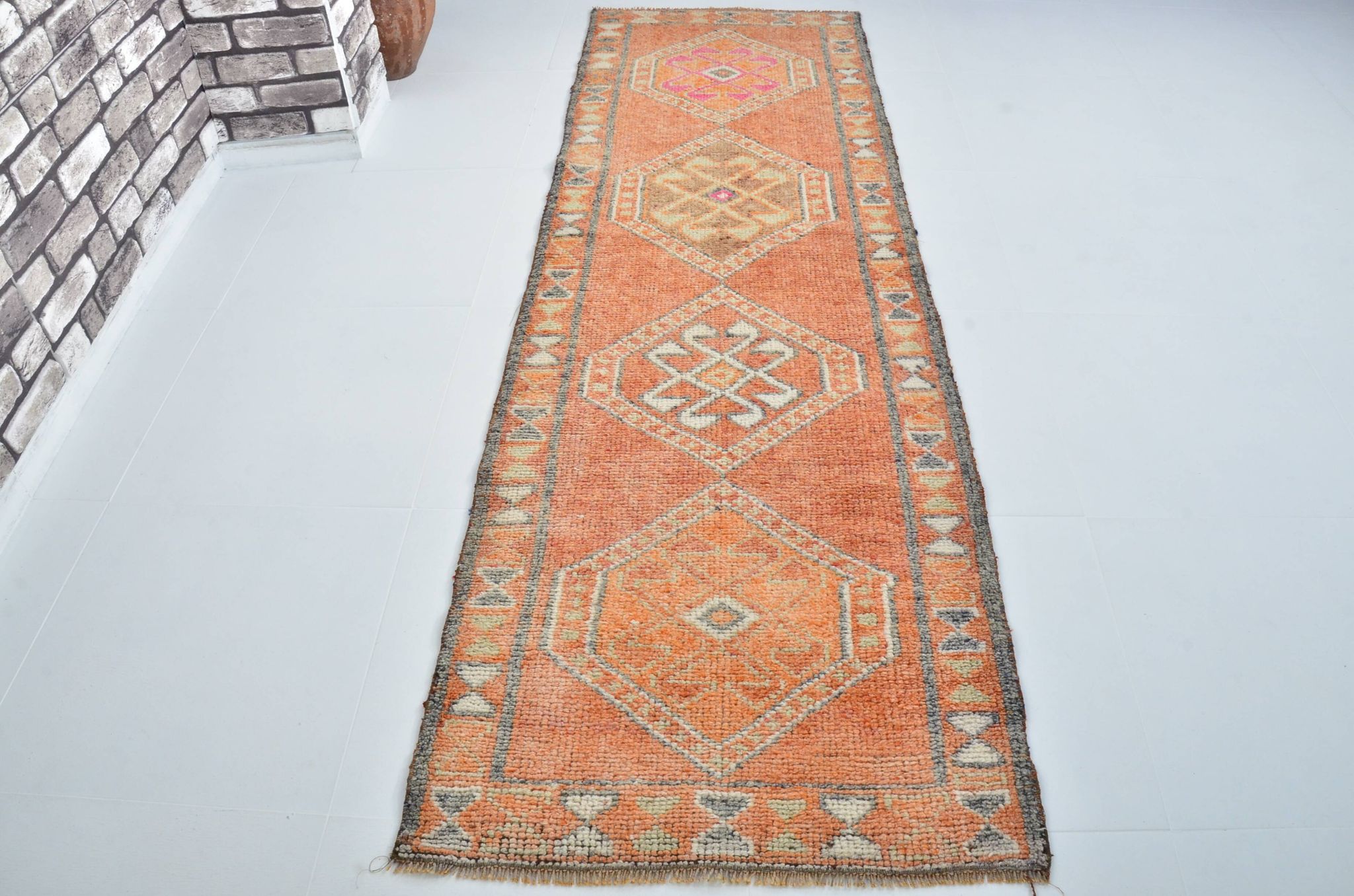 Tapis couloir Oushak vintage sku 3545