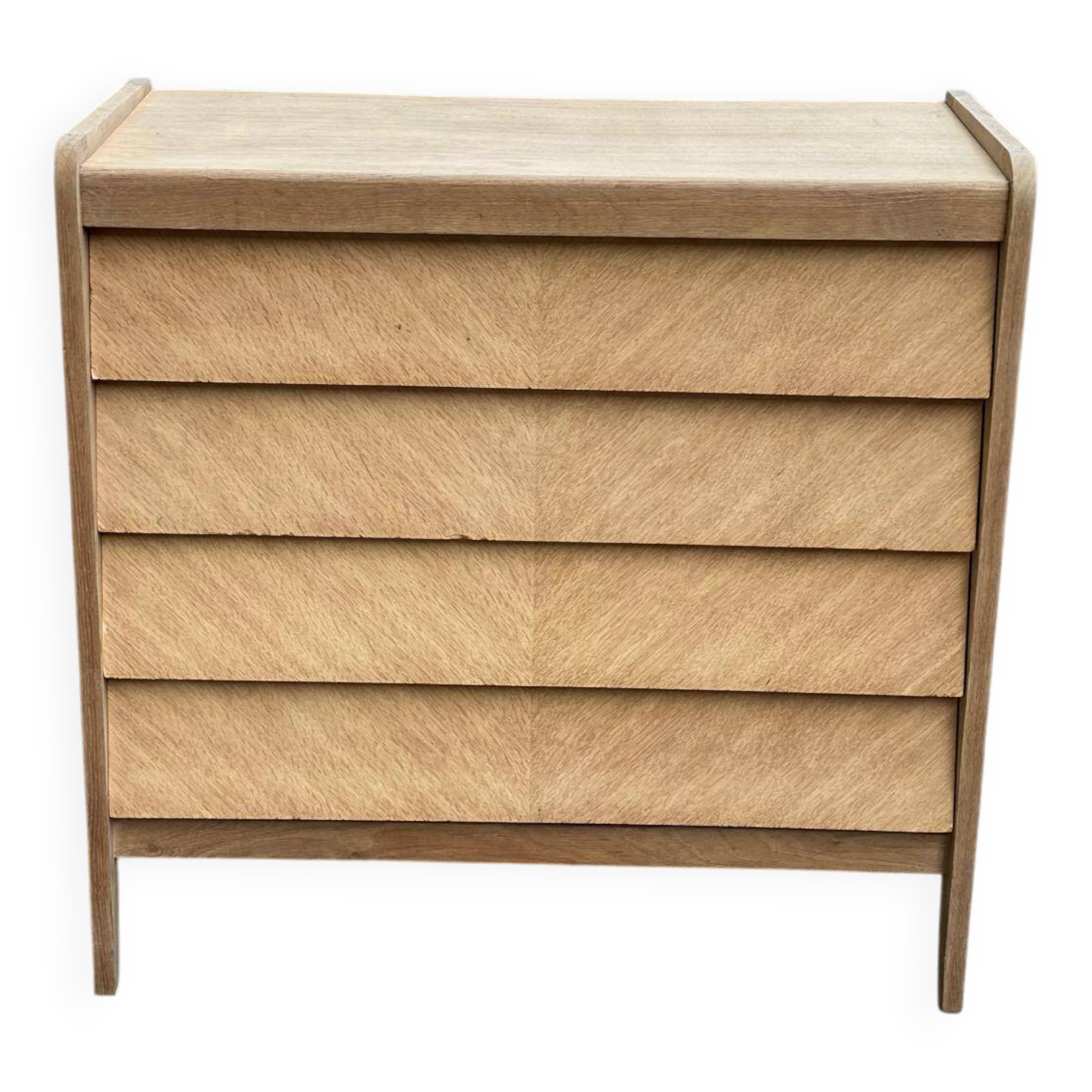 Commode scandinave 4 tiroirs rénovée en bois brut 1940