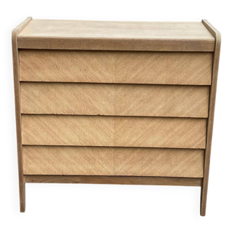 Commode scandinave 4 tiroirs rénovée en bois brut 1940
