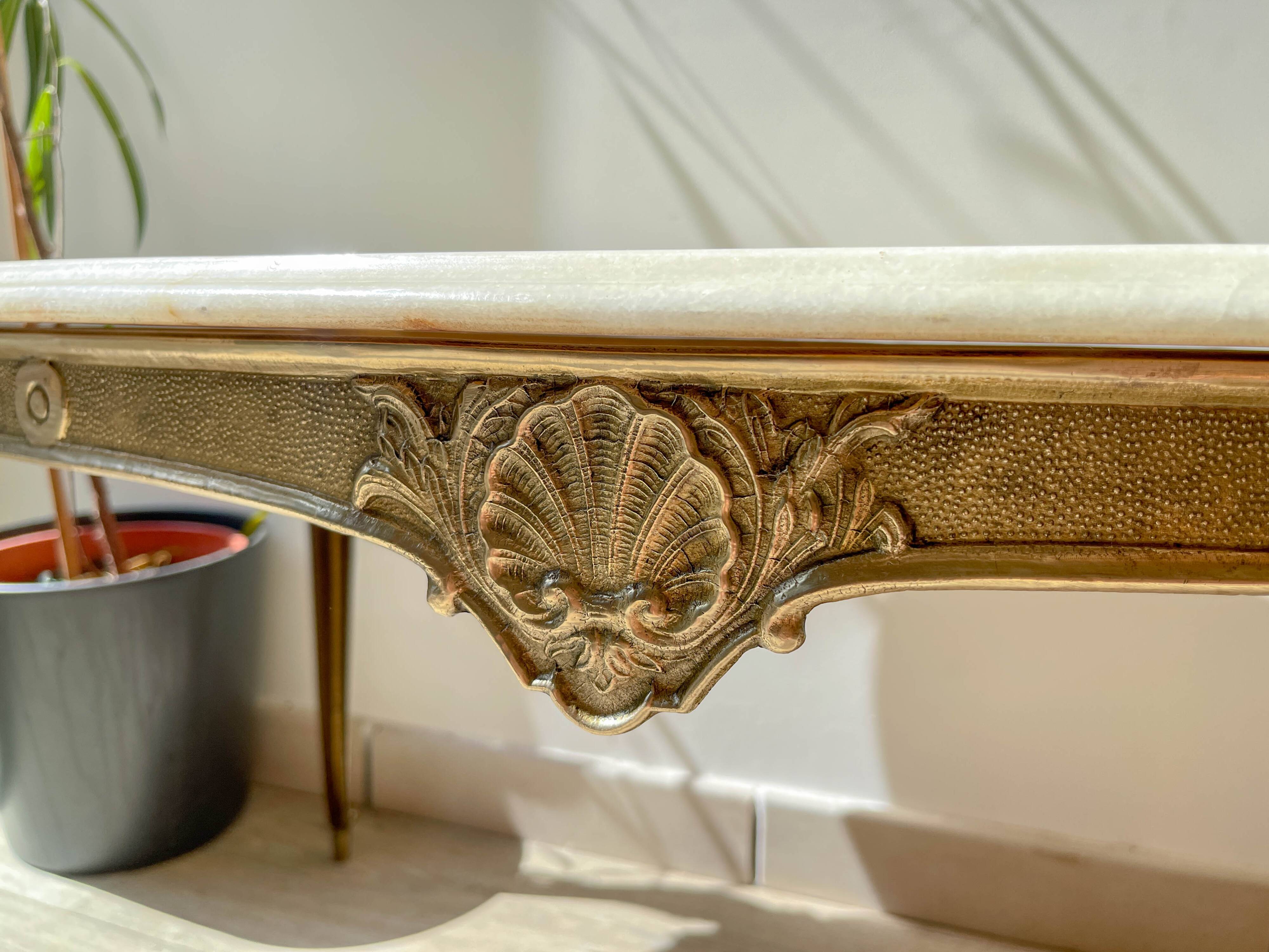 Vintage marble and bronze coffee table