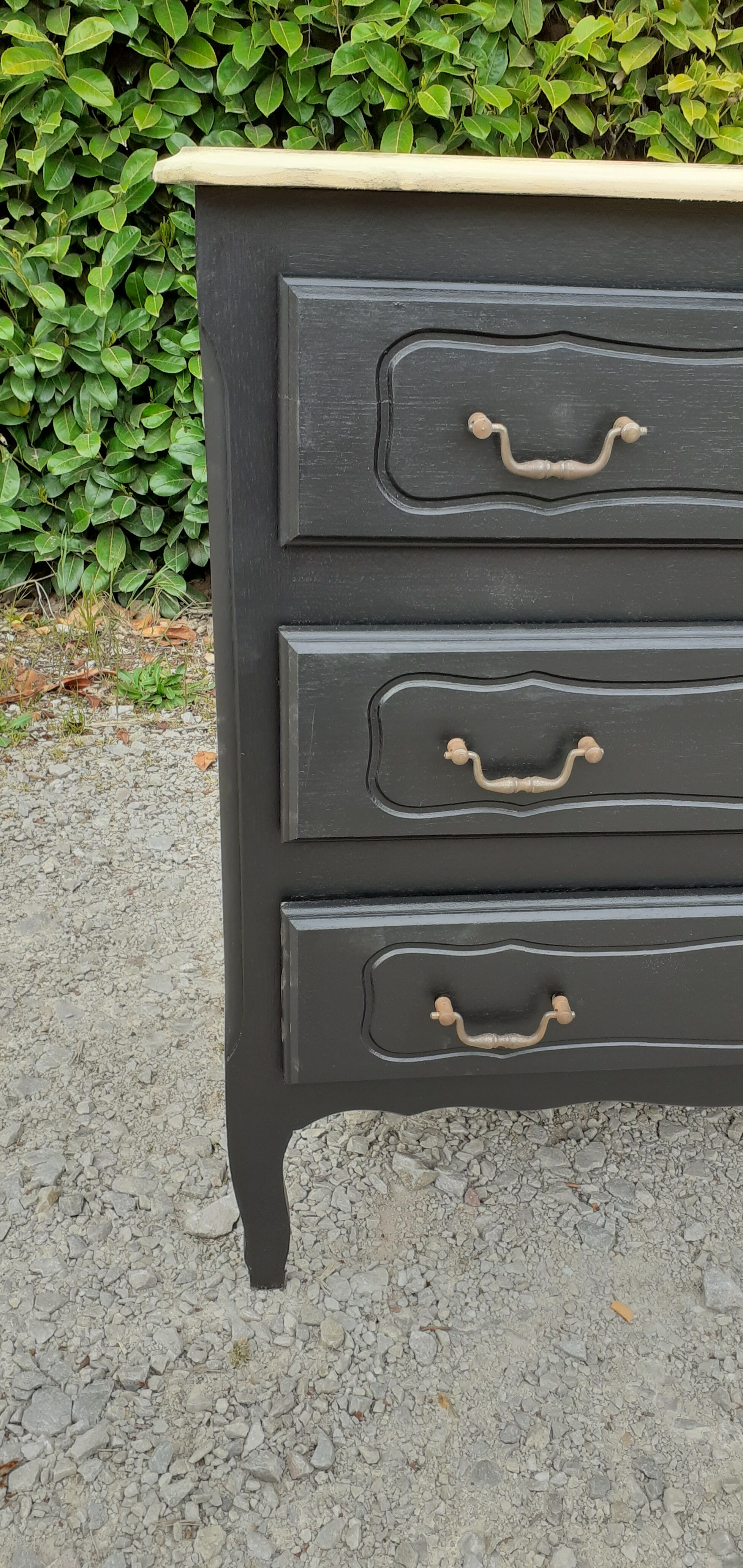 Commodity 3 drawers style louis XV black