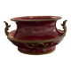 Grande jardinière ovale en céramique rouge “sang-de-bœuf”