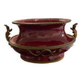 Grande jardinière ovale en céramique rouge “sang-de-bœuf”