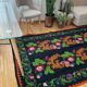 Vintage carpet in Romanian wool floral design and brown leaves 263x146cm
