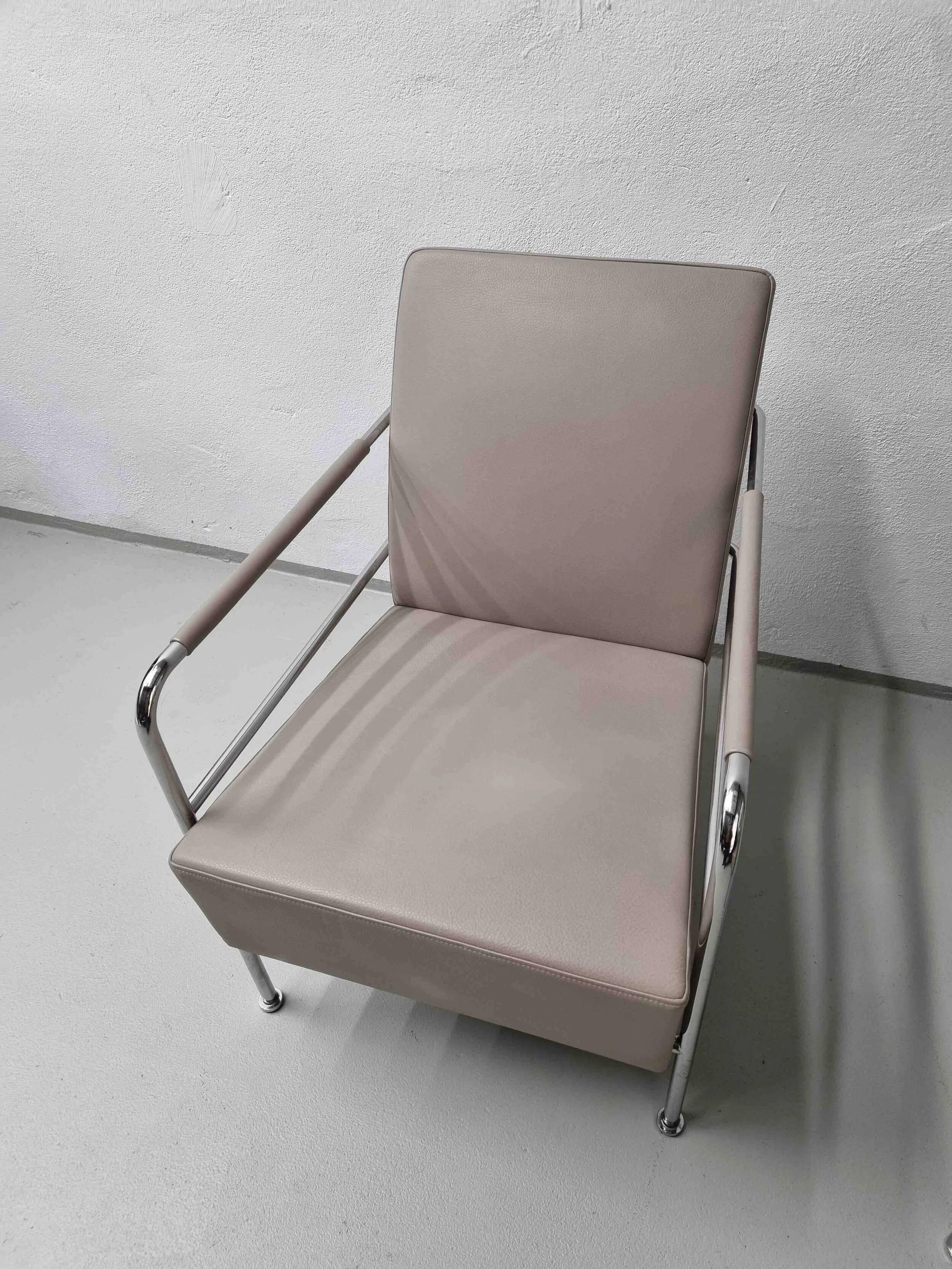 2 vintage nude leather "Cinema" easy chairs by Gunilla Allard for Lammhults | 1990s