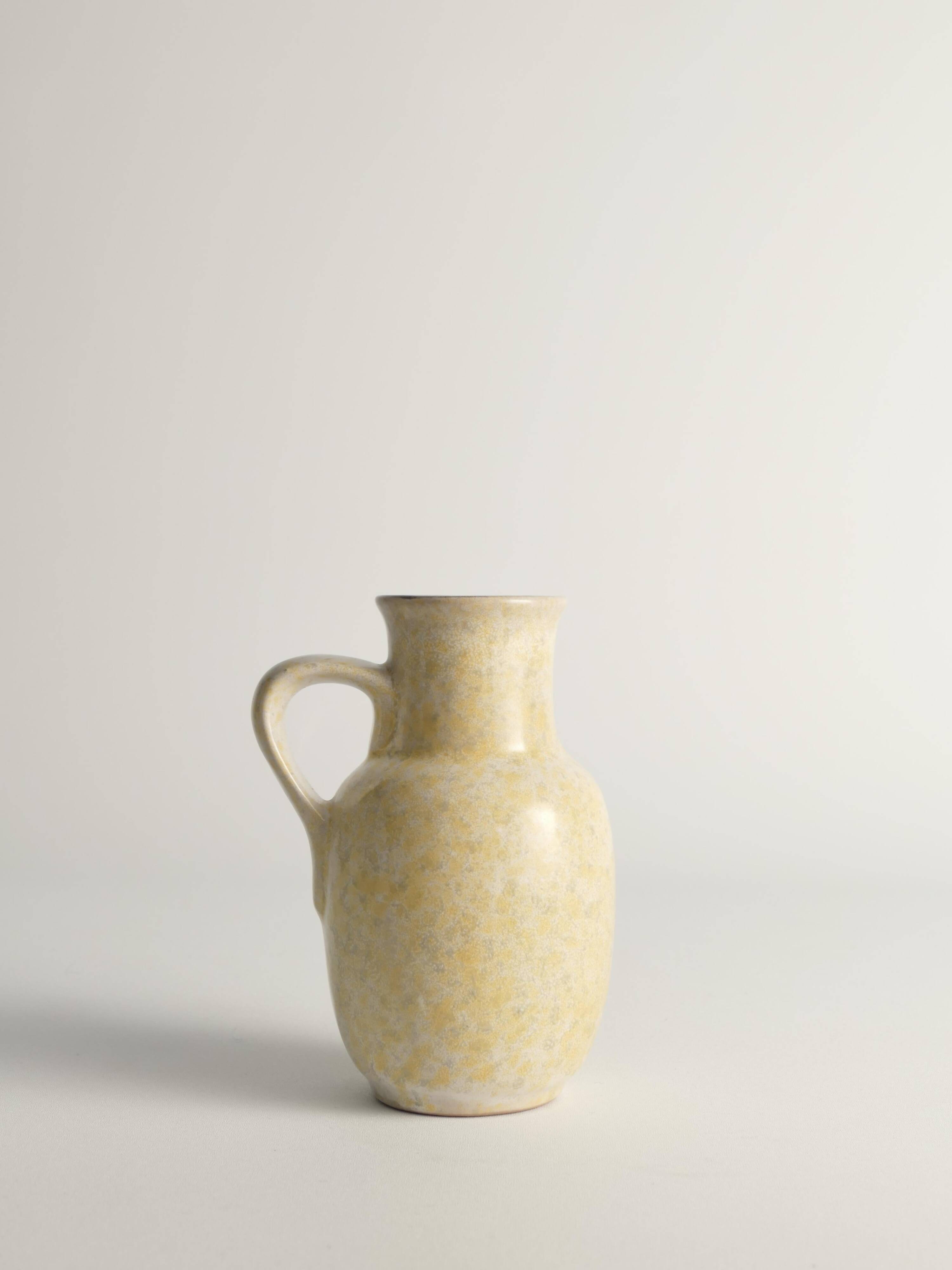 Mid-Century Modern Grey & Yellow Stoneware Vase with Handle by Strehla, Germany