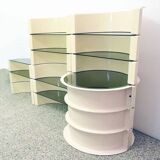 Modular plastic and glass bookcase/bar, Italy, 1970s