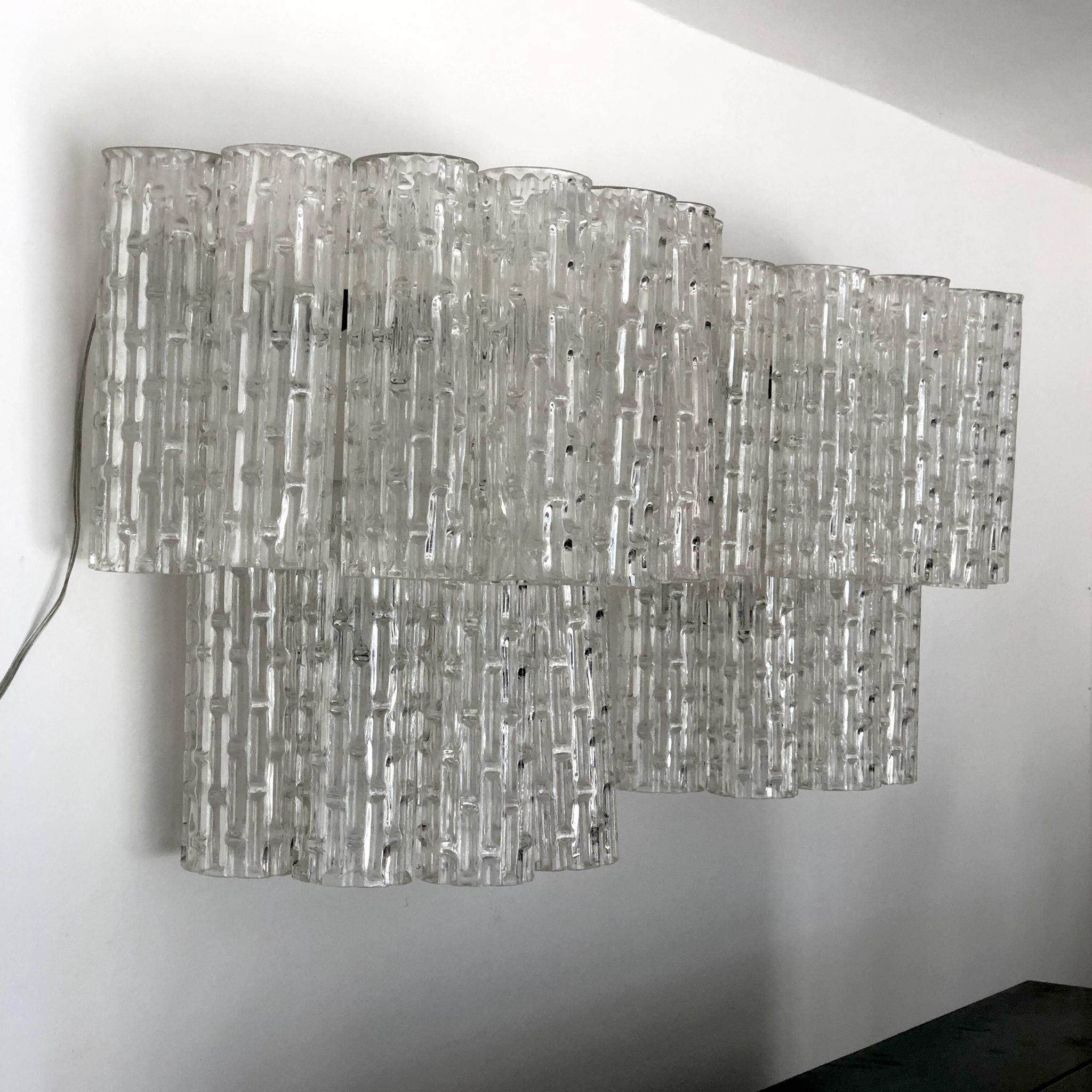 Mid-century Italian Clear Murano glass sconces. Set of two