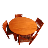 Maison Regain table ronde et chaises en orme massif