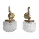 Pair of wall appliques brass fish glass