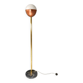 Brass, Copper and Black Marble Floor Lamp "Lampione" by Carmelo La Gaipa, 2019