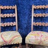 Pair of Renaissance Style Walnut Chairs with Sloping Backs