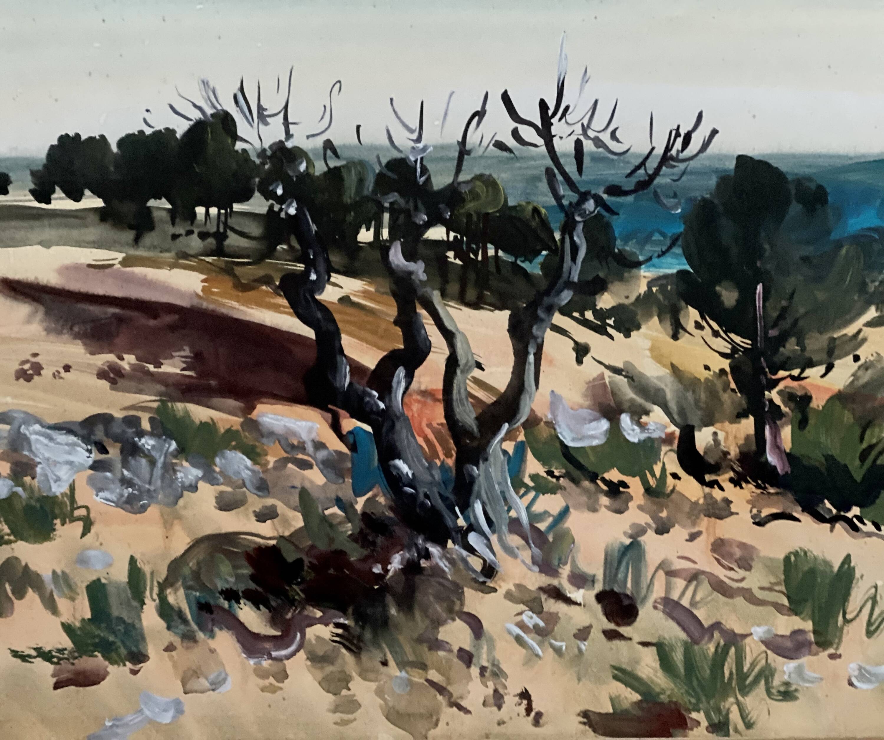 Painting by Pierre Gontard Landscape of Provence vintage 1960