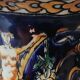 Twisted design vase. Signed Gien France/Renaissance blue background 26 x 13cm
