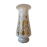 Vase opaline ancien Napoleon III dorure motif Fuchsia floral