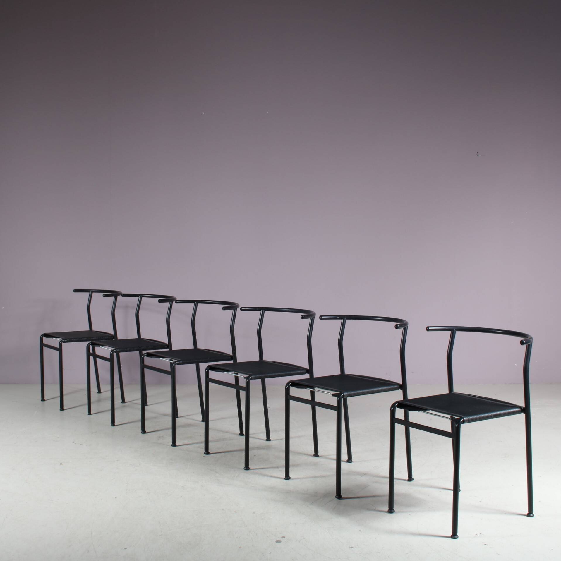 1980s Set of 6 “Café” dining chairs by Philippe Starck for Baleri, Italy