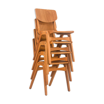 Set of 4 stackable school chairs, 1970's, UK