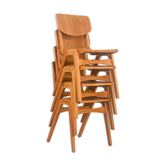 Ensemble de 4 chaises d’école empilables, années 70, R-U